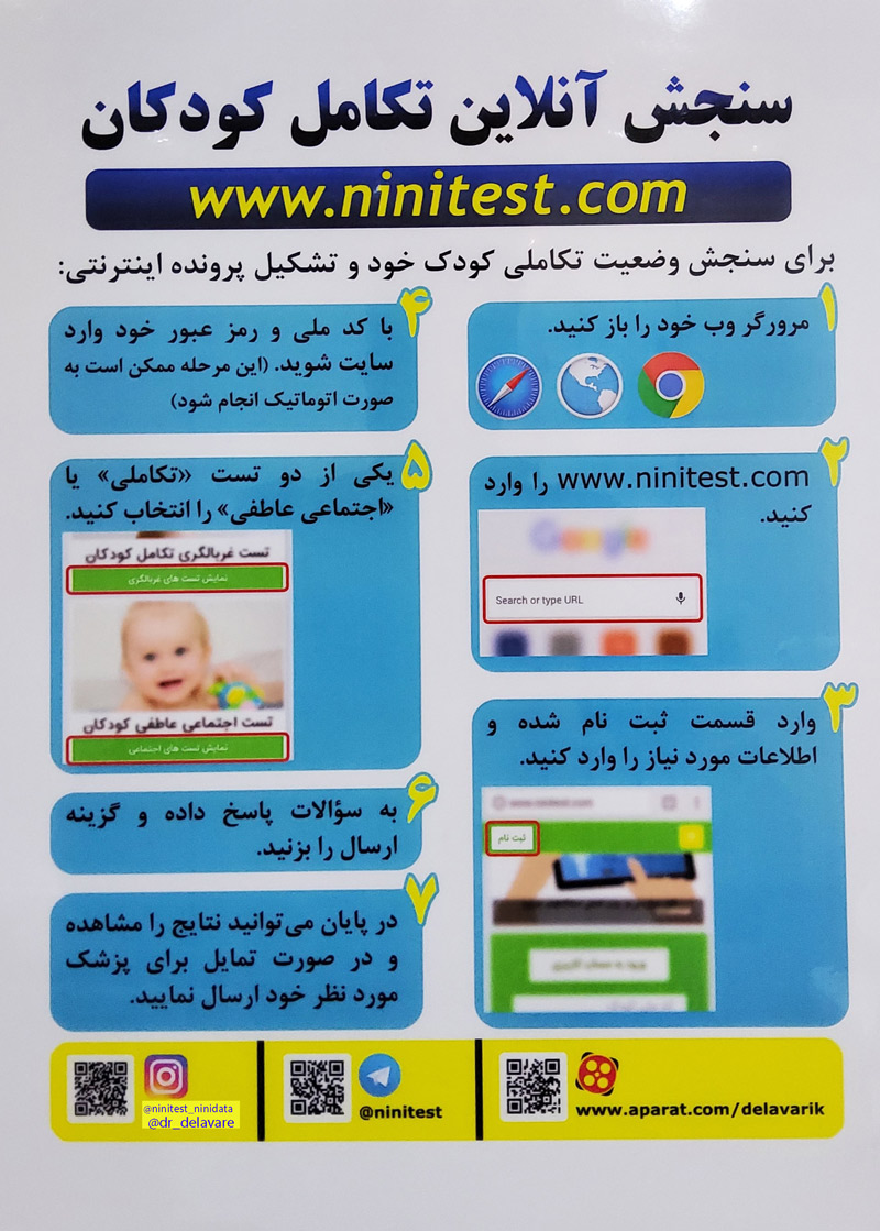 فرم تکامل کودک ASQ دکتر دلاوری نی نی تست 